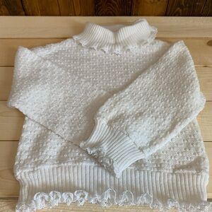 Vintage-1980s-White Toddler Turtle Neck Sweater